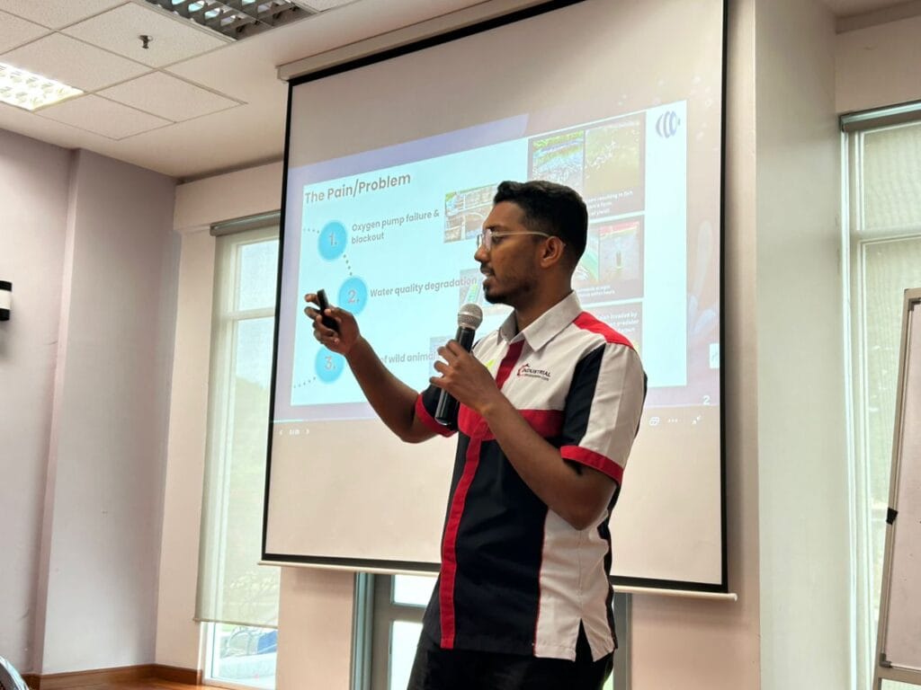 Prasaad explain how AquaTech works. Photo courtesy of AquaTech.