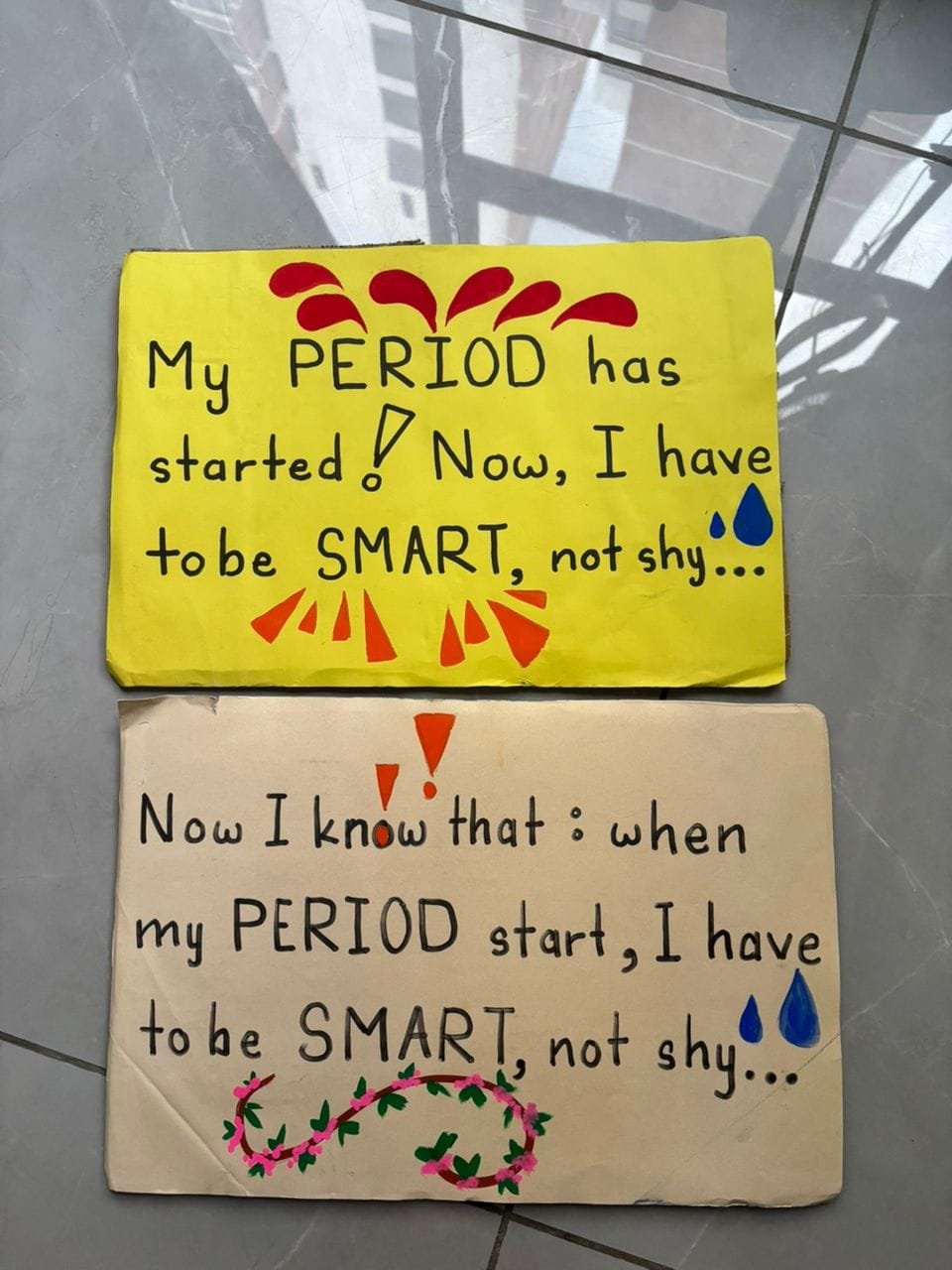 Motivating lines to empower the children to embrace menstruation fearlessly. Photo by Da Yi Ma Project.